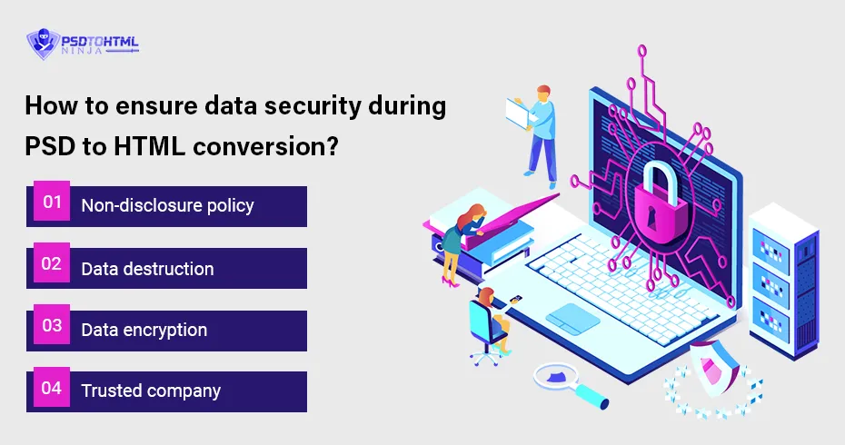 How to ensure data security during PSD to HTML conversion?